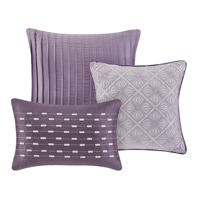 Alt view image 3 of 6 - 7 Piece Jaquard Comforter Set Purple Cal King, Polyester, Bedding Sets