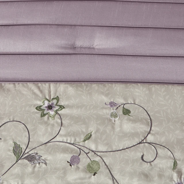 Alt view image 7 of 7 - Embroidered 7 Piece Comforter Set Purple King, Polyester, Bedding Sets
