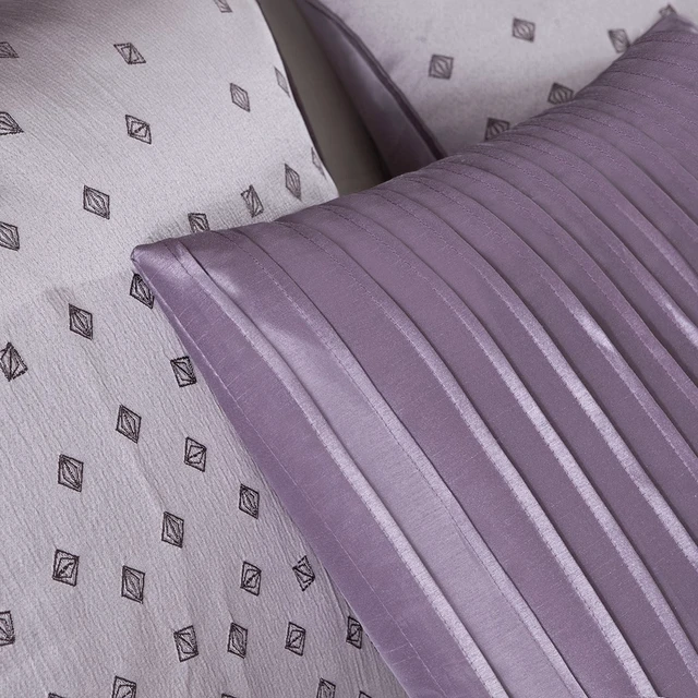 Alt view image 4 of 6 - 7 Piece Jaquard Comforter Set Purple Cal King, Polyester, Bedding Sets