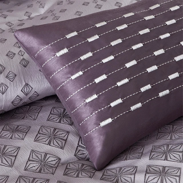 Alt view image 6 of 6 - 7 Piece Jaquard Comforter Set Purple Cal King, Polyester, Bedding Sets