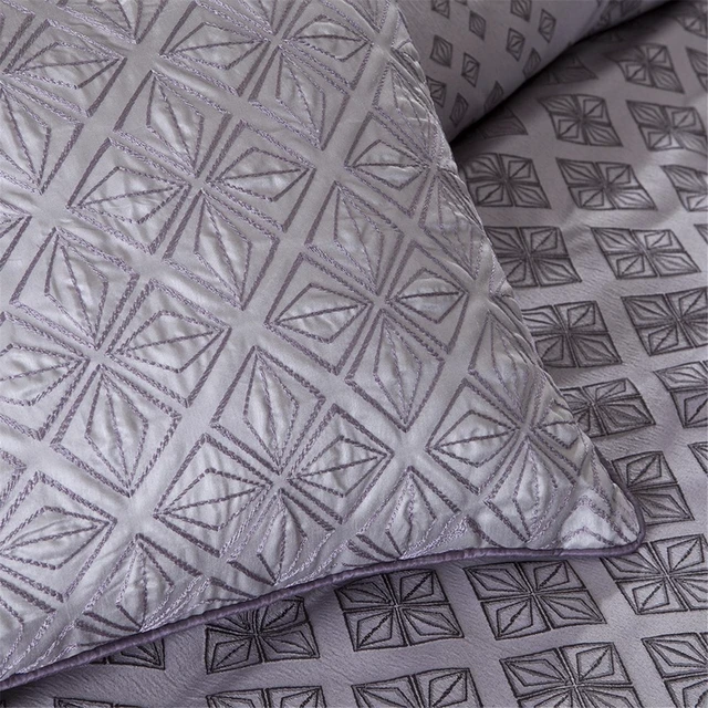 Alt view image 5 of 6 - 7 Piece Jaquard Comforter Set Purple Cal King, Polyester, Bedding Sets
