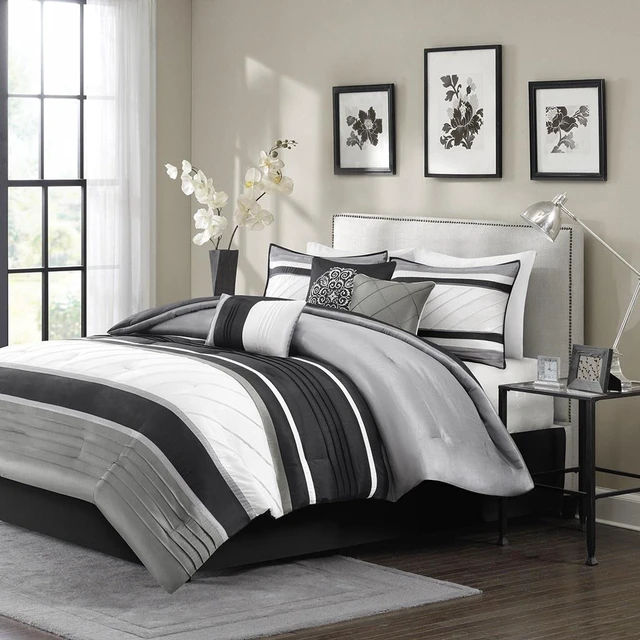 Main image of 7 Piece Comforter Set Cal King, Grey, Polyester, Bedding Sets