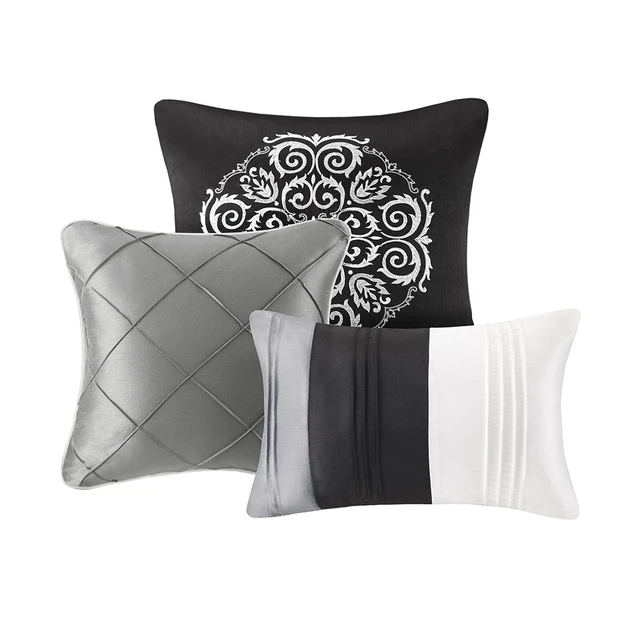 Alt view image 4 of 6 - 7 Piece Comforter Set Cal King, Grey, Polyester, Bedding Sets