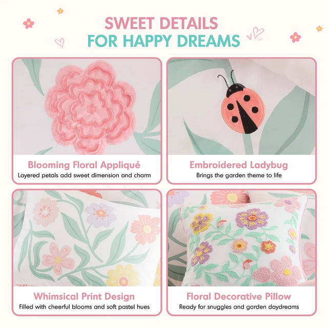 Alt view image 3 of 7 - Full Queen Comforter Set, Multicolor Pink, Microfiber, Bedding Sets