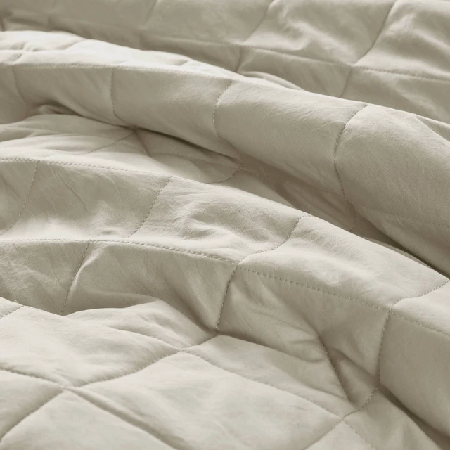 Alt view image 3 of 7 - 3 Piece King Cal King Diamond Quilted Ruffle Edge Comforter Set, Neutral, Microfiber, Bedding Sets