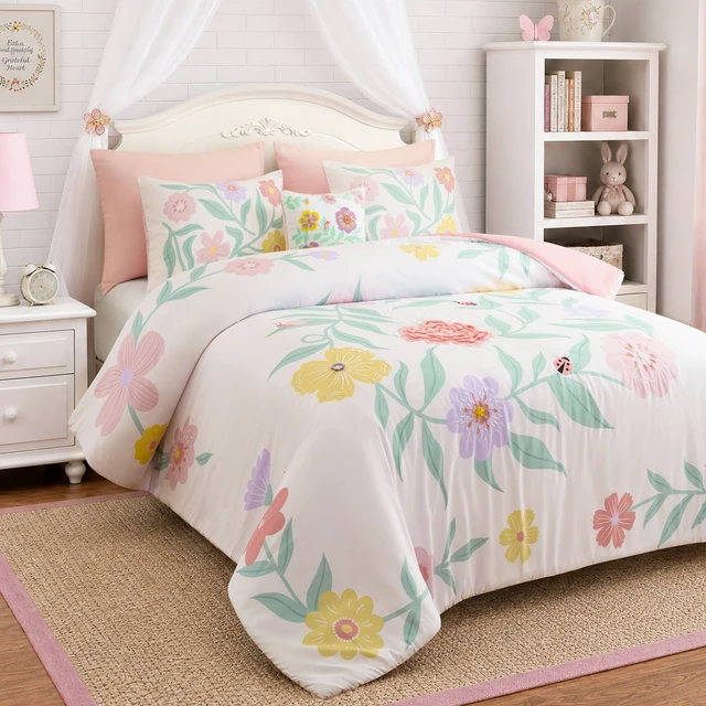Alt view image 5 of 7 - Full Queen Comforter Set, Multicolor Pink, Microfiber, Bedding Sets