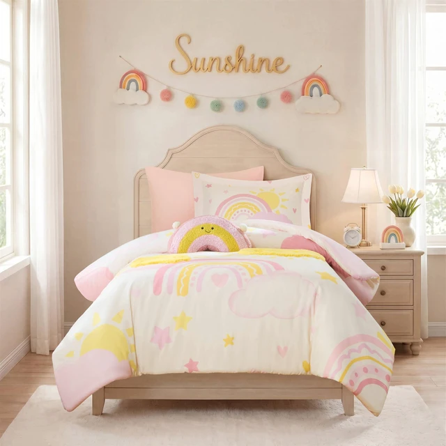 Main image of Twin Comforter Set, Multicolor Pink, Microfiber, Bedding Sets