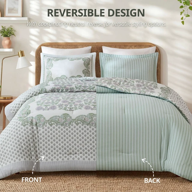 Alt view image 2 of 7 - King Cal King Comforter Set, Green, Polyester, Bedding Sets