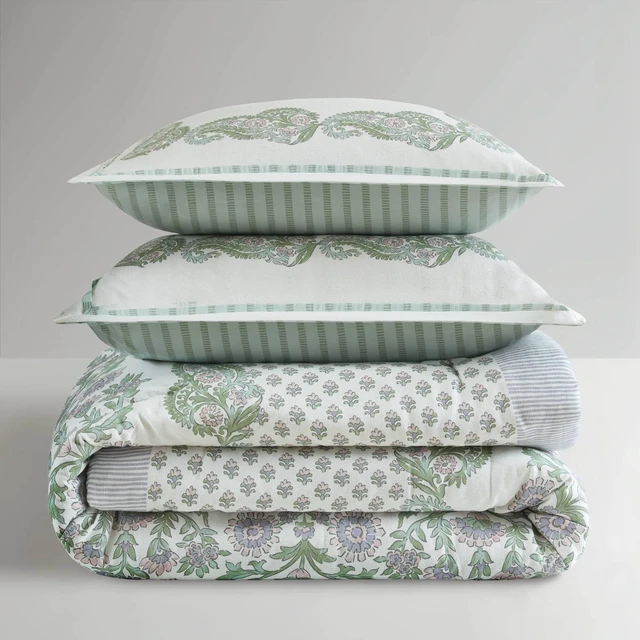 Alt view image 2 of 7 - Full Queen Comforter Set, Green, Polyester, Bedding Sets