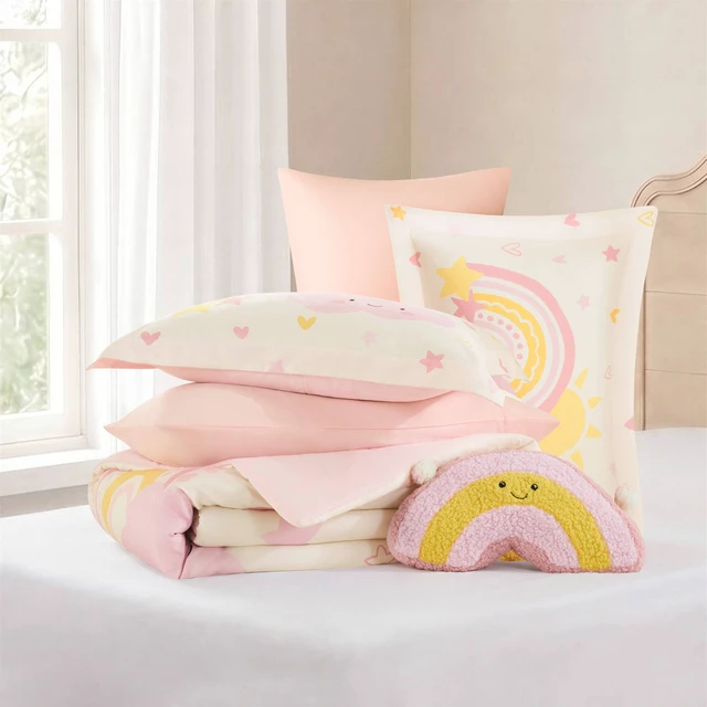 Alt view image 2 of 7 - Full Queen Comforter Set, Multicolor Pink, Microfiber, Bedding Sets