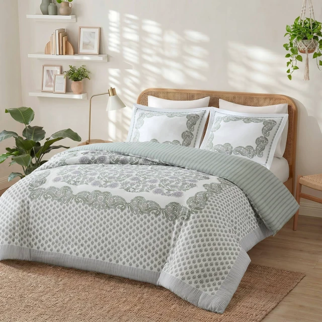 Main image of Full Queen Duvet Set, Green, Polyester, Bedding Sets