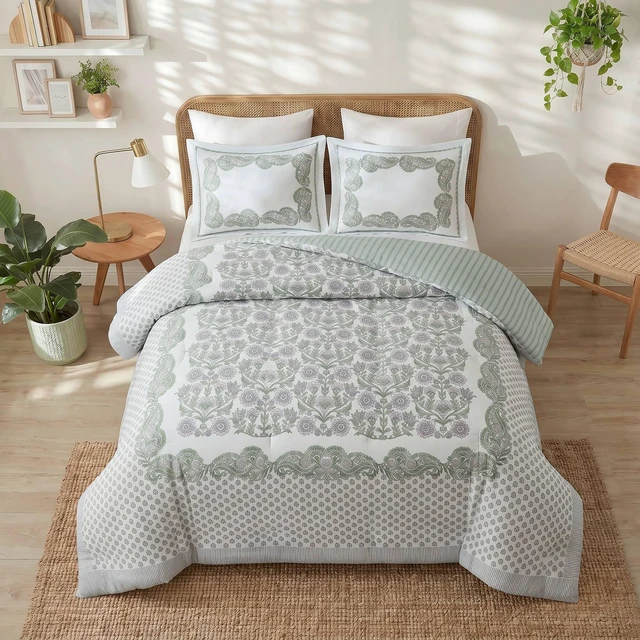 Alt view image 5 of 7 - King Cal King Duvet Set, Green, Polyester, Bedding Sets