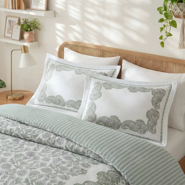 Alt view image 7 of 7 - King Cal King Duvet Set, Green, Polyester, Bedding Sets