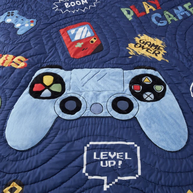 Alt view image 5 of 7 - Full Queen Quilt Set, Navy Multi, Microfiber, Bedding Sets