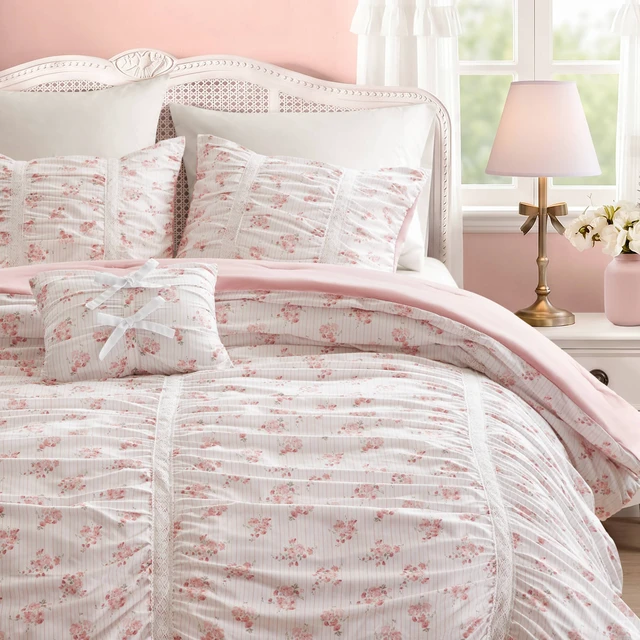 Alt view image 3 of 7 - Full Queen Comforter Set, Pink, Microfiber, Bedding Sets