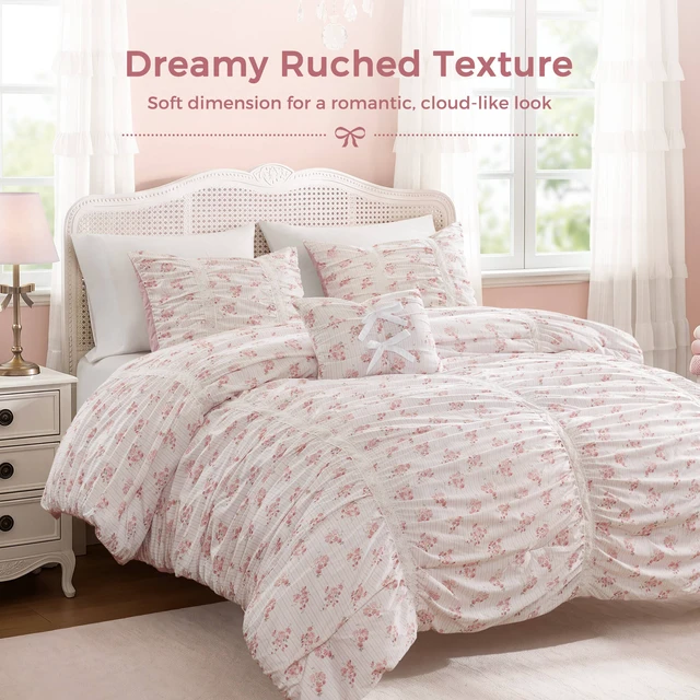 Alt view image 2 of 7 - Full Queen Comforter Set, Pink, Microfiber, Bedding Sets