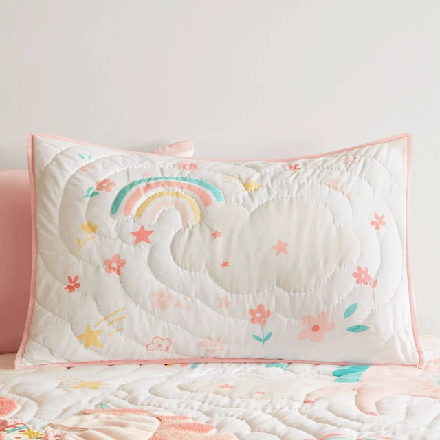 Alt view image 6 of 7 - Twin Quilt Set, Multicolor Pink, Microfiber, Bedding Sets