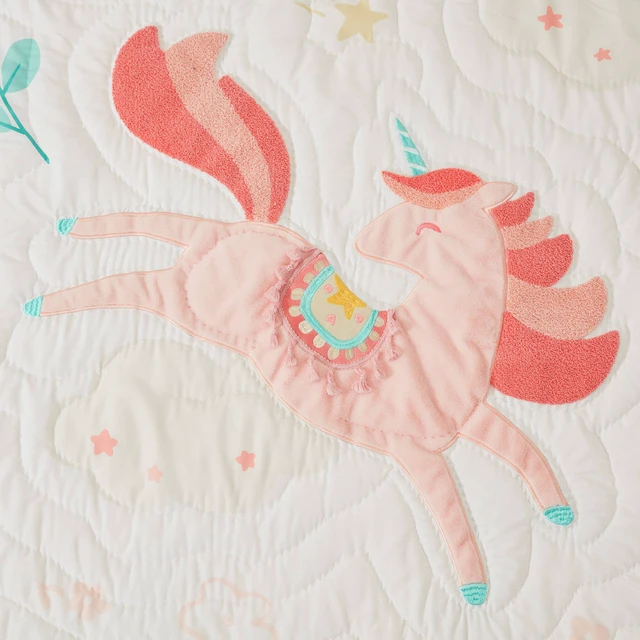 Alt view image 5 of 7 - Full Queen Quilt Set, Multicolor Pink, Microfiber, Bedding Sets