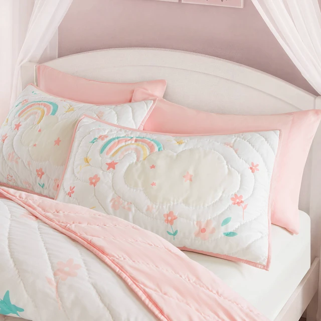 Alt view image 7 of 7 - Full Queen Quilt Set, Multicolor Pink, Microfiber, Bedding Sets