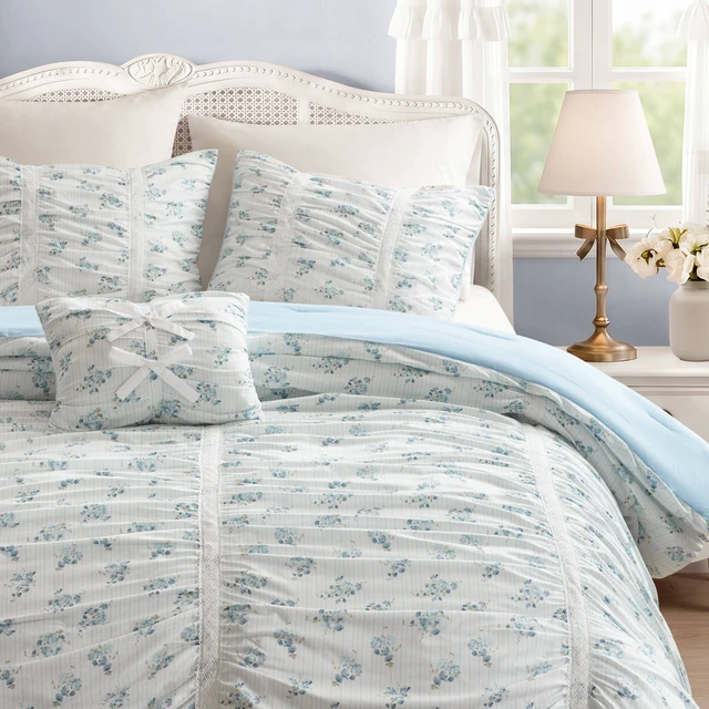 Alt view image 3 of 7 - Full Queen Comforter Set, Blue, Microfiber, Bedding Sets