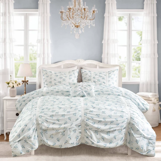 Main image of Full Queen Comforter Set, Blue, Microfiber, Bedding Sets