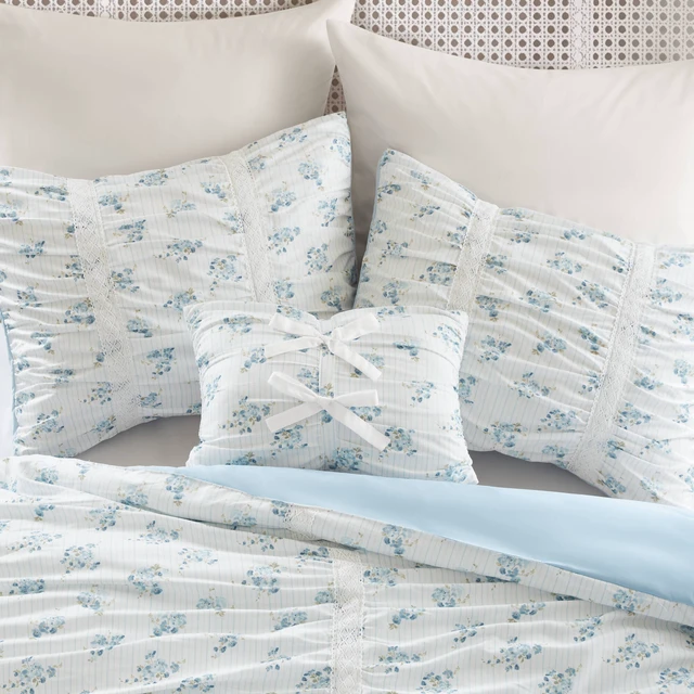 Alt view image 2 of 7 - Full Queen Comforter Set, Blue, Microfiber, Bedding Sets