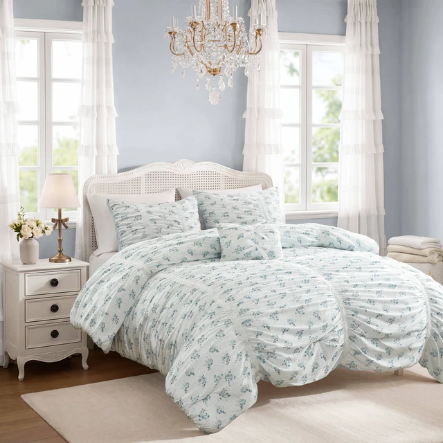 Alt view image 6 of 7 - Full Queen Comforter Set, Blue, Microfiber, Bedding Sets