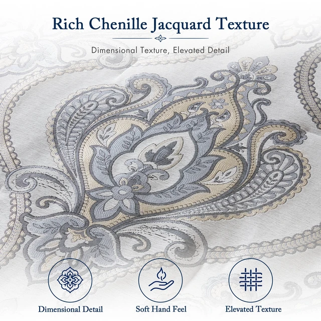 Alt view image 6 of 7 - King Jacquard Comforter Set, Blue Multi, Polyester, Bedding Sets