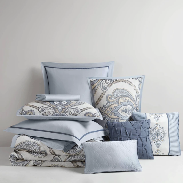 Alt view image 3 of 7 - Full Queen Jacquard Comforter Set, Blue Multi, Polyester, Bedding Sets