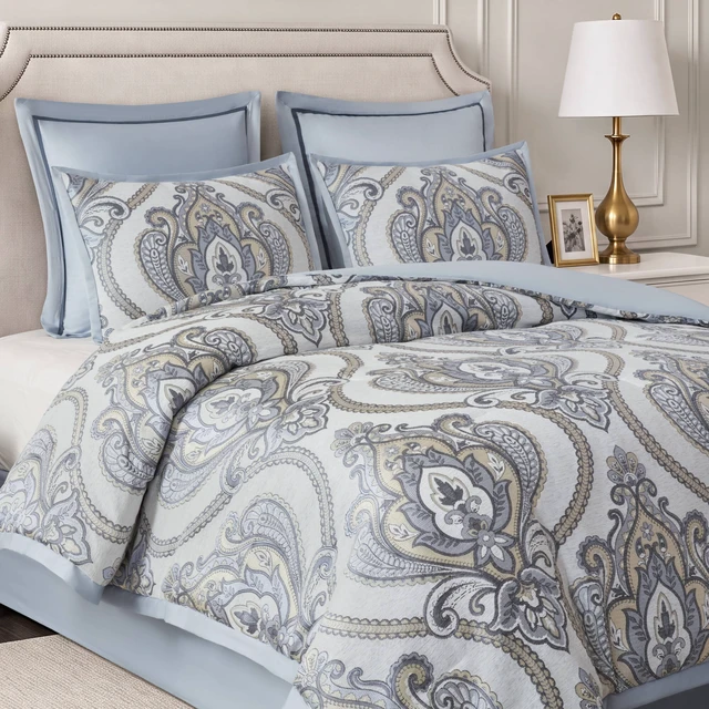 Alt view image 6 of 7 - Full Queen Jacquard Comforter Set, Blue Multi, Polyester, Bedding Sets
