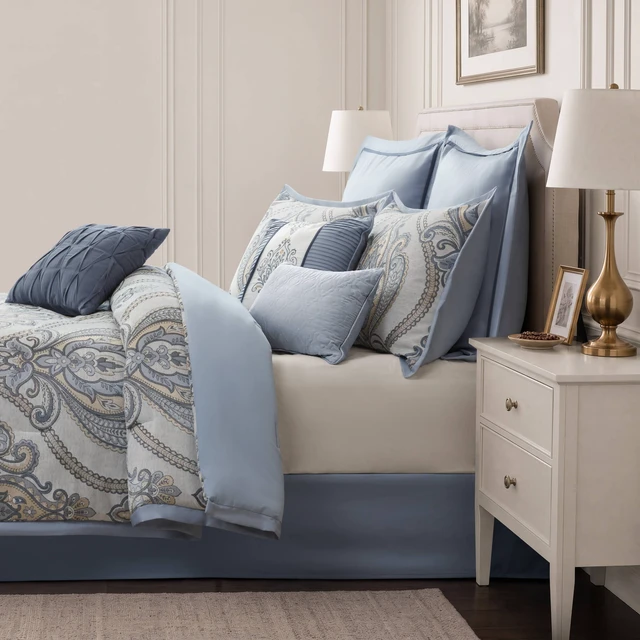 Alt view image 7 of 7 - Full Queen Jacquard Comforter Set, Blue Multi, Polyester, Bedding Sets