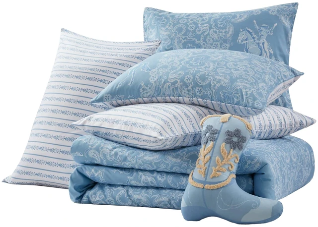 Alt view image 3 of 7 - Full Queen Comforter Set, Blue, Microfiber, Bedding Sets