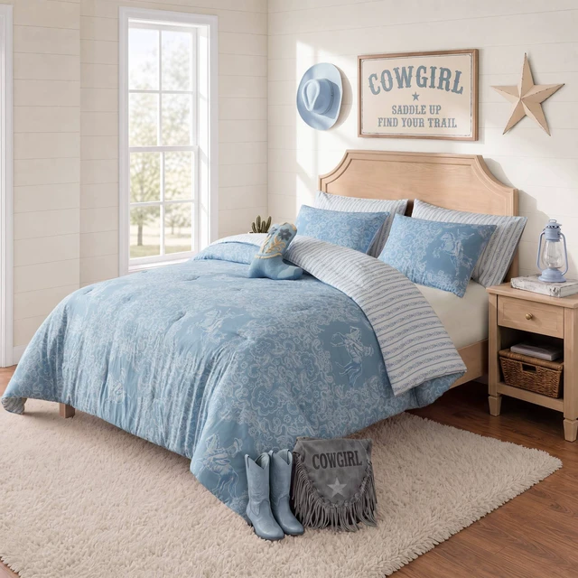 Alt view image 2 of 7 - Full Queen Comforter Set, Blue, Microfiber, Bedding Sets