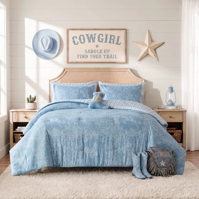 Alt view image 6 of 7 - Full Queen Comforter Set, Blue, Microfiber, Bedding Sets