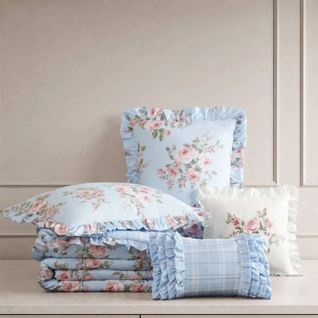 Alt view image 2 of 7 - Full Queen Comforter Set, Blue Multi, Microfiber, Bedding Sets