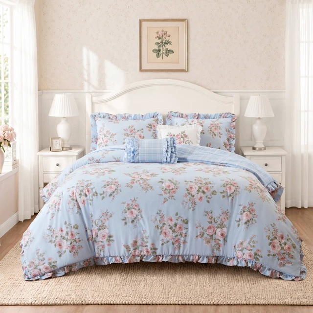 Alt view image 4 of 7 - Full Queen Comforter Set, Blue Multi, Microfiber, Bedding Sets