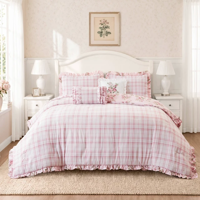 Alt view image 3 of 7 - Full Queen Comforter Set, Multicolor Pink, Microfiber, Bedding Sets