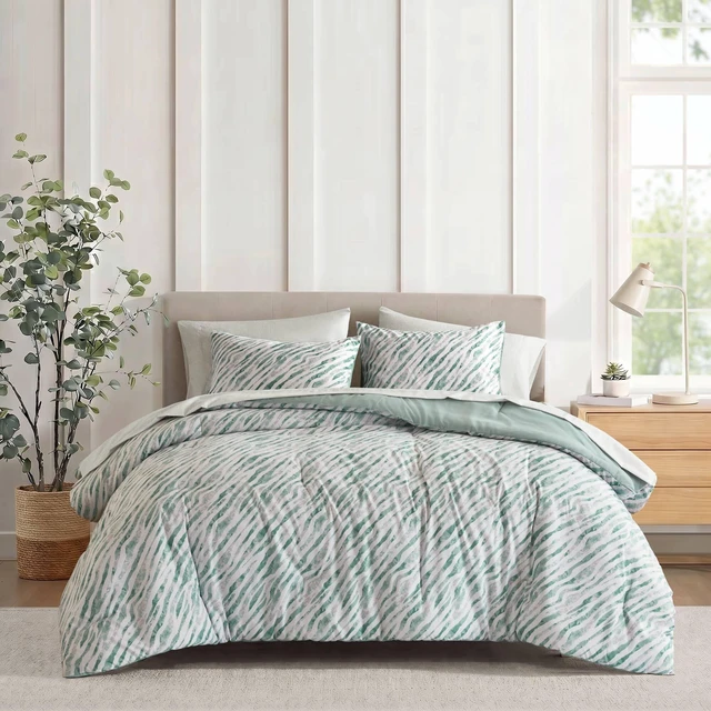Main image of Cal King Comforter Set with Sheet Set, Green Multi, Polyester, Bedding Sets