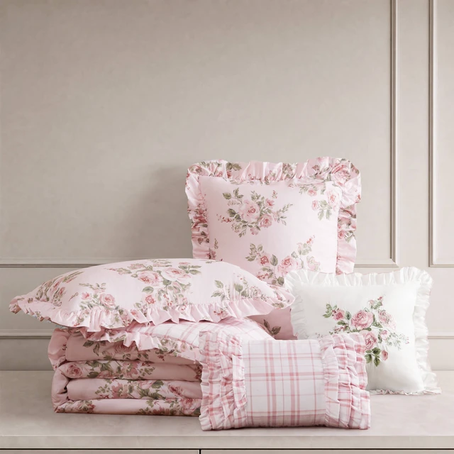 Alt view image 2 of 7 - Full Queen Comforter Set, Multicolor Pink, Microfiber, Bedding Sets
