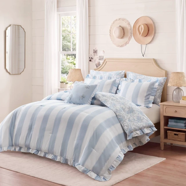 Alt view image 5 of 7 - Full Queen Comforter Set, Blue, Microfiber, Bedding Sets