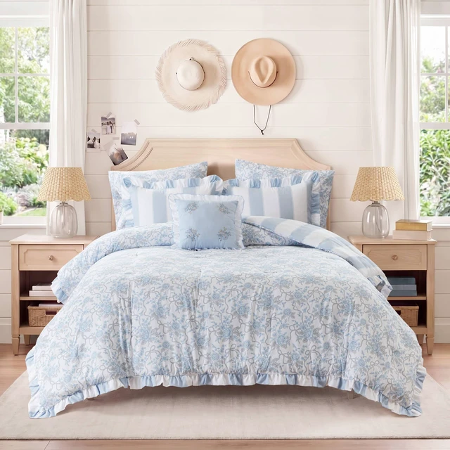 Main image of Full Queen Comforter Set, Blue, Microfiber, Bedding Sets