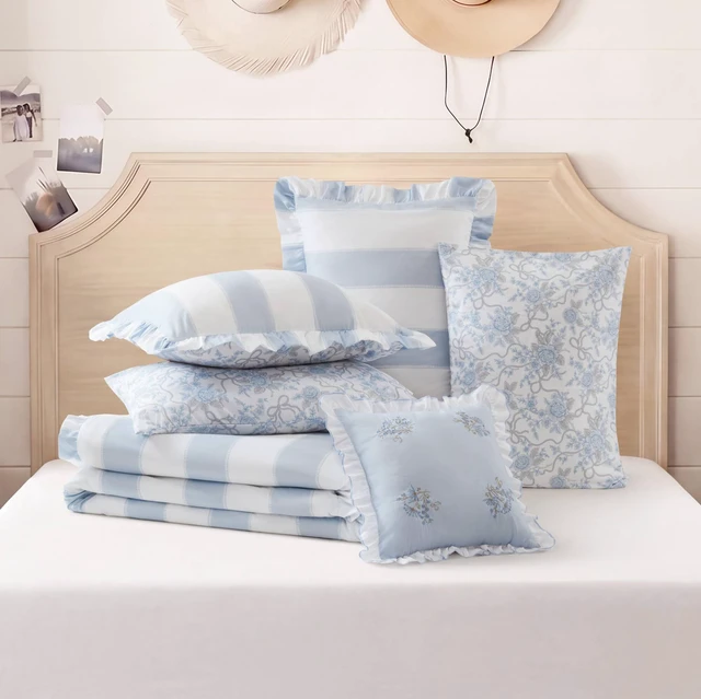 Alt view image 2 of 7 - Full Queen Comforter Set, Blue, Microfiber, Bedding Sets