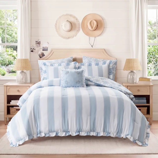 Alt view image 3 of 7 - Full Queen Comforter Set, Blue, Microfiber, Bedding Sets