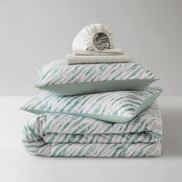 Alt view image 4 of 7 - Cal King Comforter Set with Sheet Set, Green Multi, Polyester, Bedding Sets