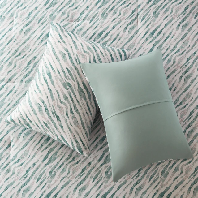 Alt view image 6 of 7 - Cal King Comforter Set with Sheet Set, Green Multi, Polyester, Bedding Sets