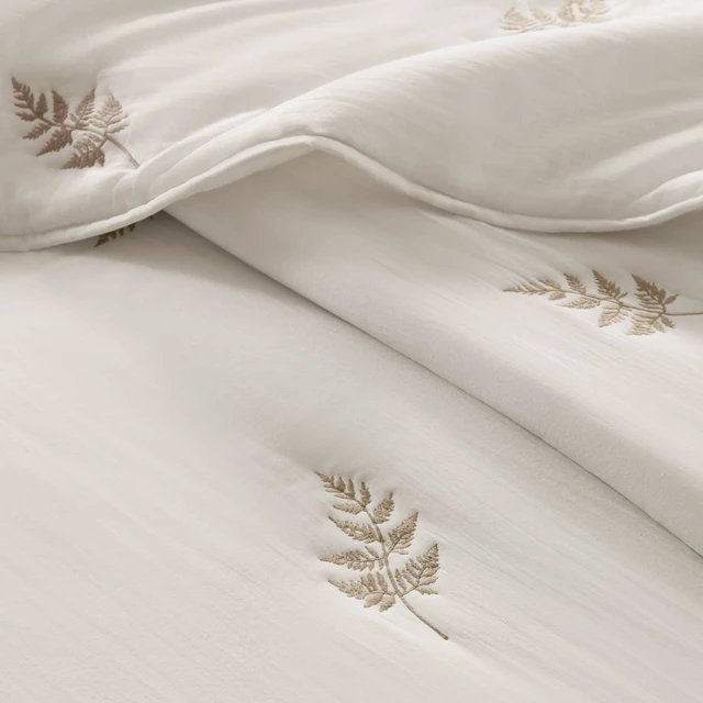 Alt view image 7 of 7 - Full Queen Cotton Lightweight Quilt Set, White Gray, Bedding Sets