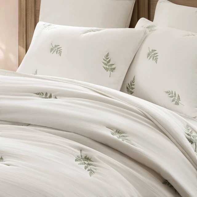 Alt view image 3 of 7 - King Cal King Cotton Lightweight Quilt Set, Sage, White, Bedding Sets