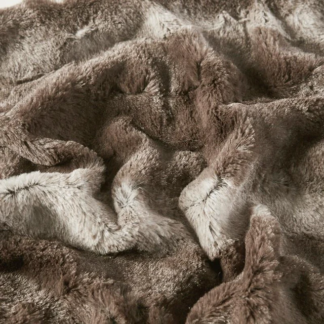 Alt view image 3 of 6 - 108 90 Inch Faux Fur Blanket, Brown, Blankets Pillows