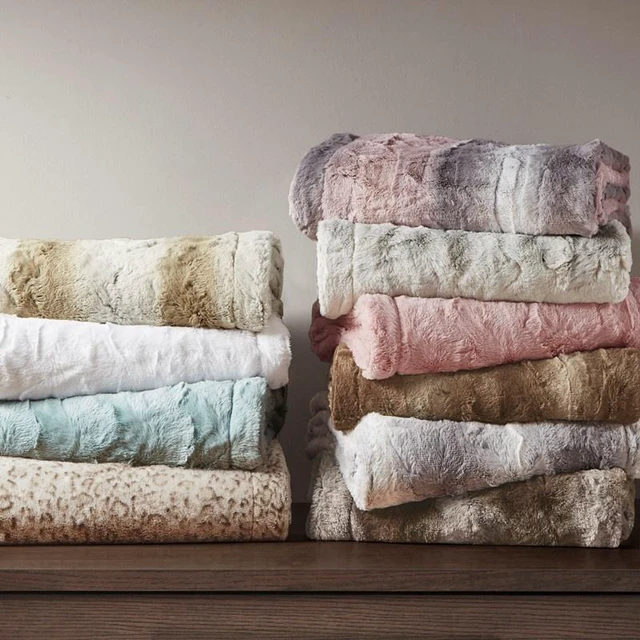 Alt view image 6 of 6 - 108 90 Inch Faux Fur Blanket, Brown, Blankets Pillows