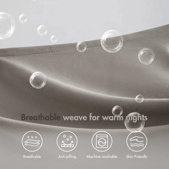 Alt view image 5 of 7 - Full Queen Blanket, Micro Herringbone, Grey, Cotton, Blankets Pillows